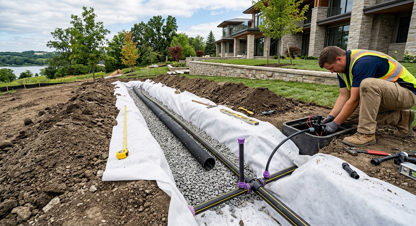 Engineered subsurface subsoil drainage and irrigation network layout